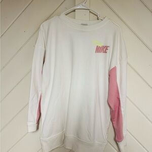 Nike Women's White and Pink Sweatshirt